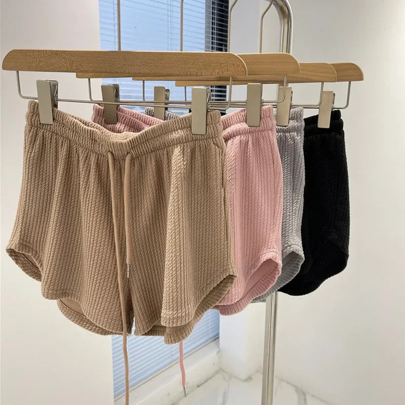 Rosa Malha Casual Trunks Mulheres Cintura Alta Perna Larga Emagrecimento Branco Cintura Elástica Corrida Fitness Leggings