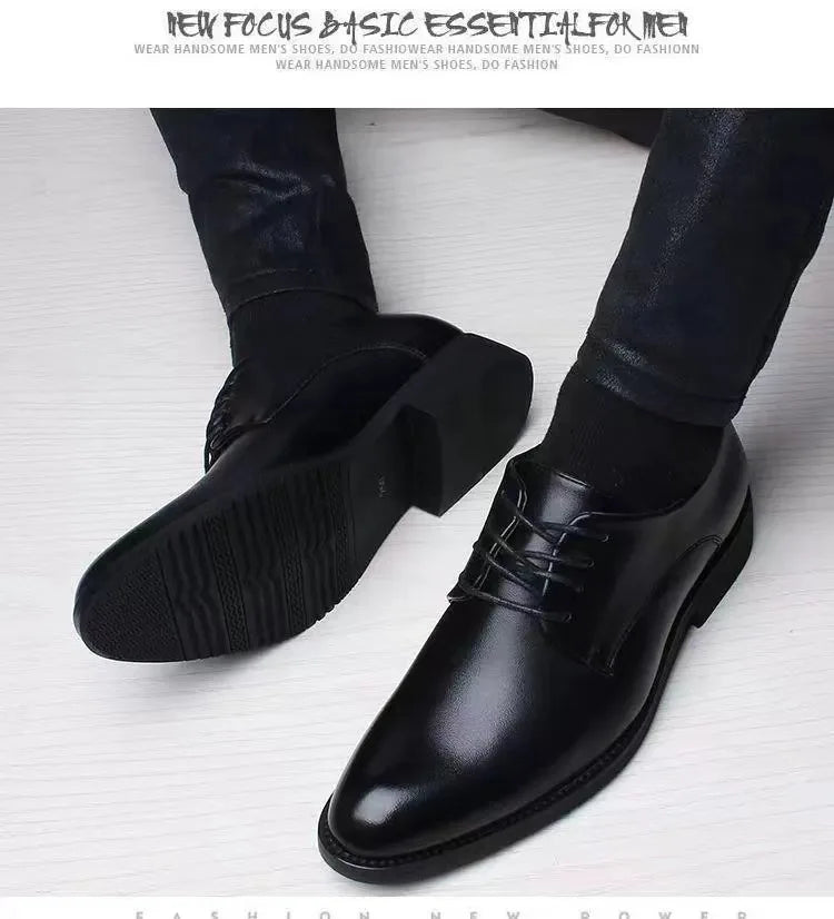 Primavera e Outono Britânico Casual Business Formal Sapatos de Couro Sapatos Masculinos Aumentando Sapatos Únicos Sapatos Sapatos Casuais Terno