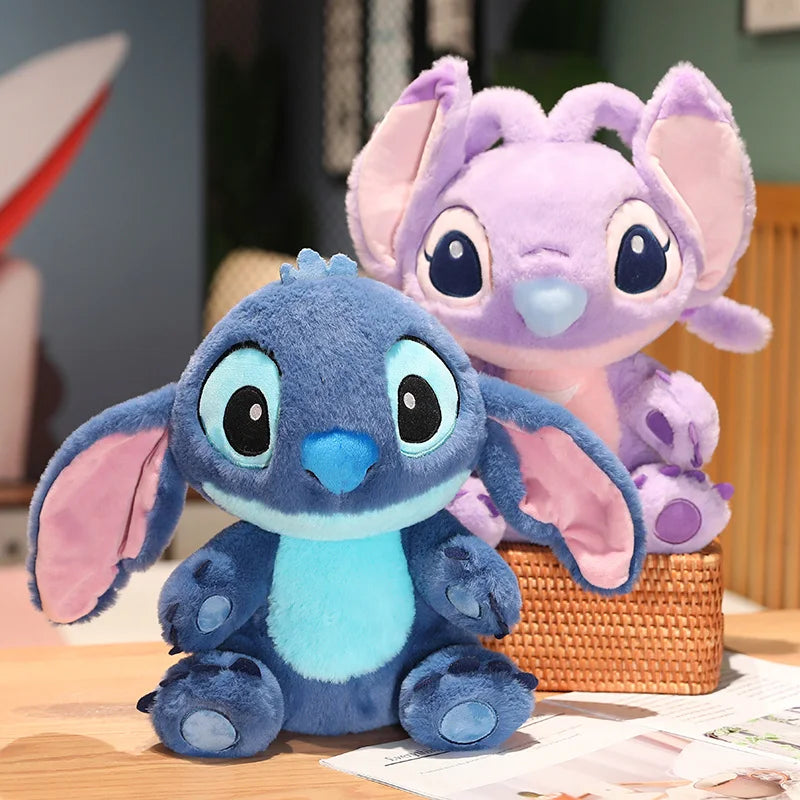Miniso Kawaii Disney Lilo & Stitch Brinquedo de Pelúcia Kawaii Soft Blue Purple Elf Disney Lilo & Stitch Boneco de Pelúcia Anime Filme Presente de Natal