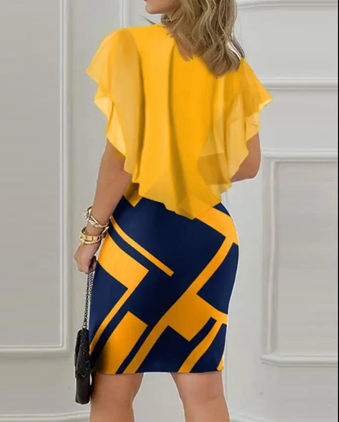 Vestidos de festa elegantes para mulheres Sexy manga capa contraste lantejoulas fenda vestido bodycon nova moda 2023 casual feminino
