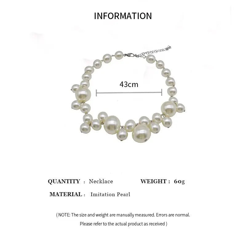 Colar de Pérola Imitada Elegante para Mulheres, Colar Choker com Grandes Pérolas, Colares para Festa, Casamento, Colar de Noiva, Joias, Presentes para Meninas