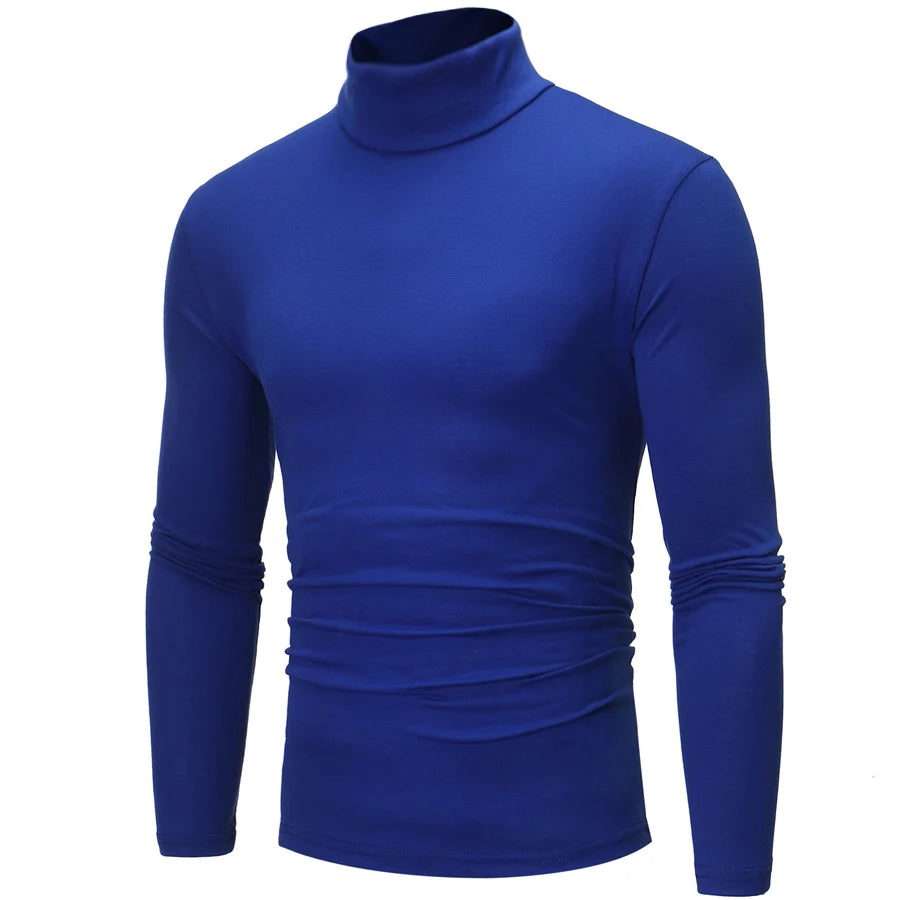 1 peça masculina fina e quente tops masculinos outono manga comprida térmica masculino gola alta moda camiseta