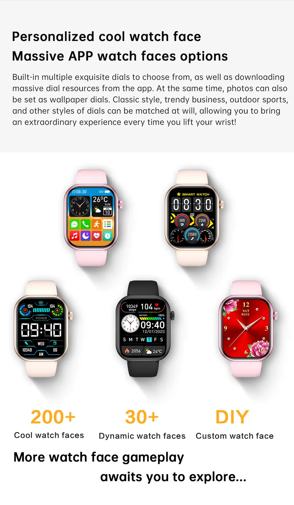 Relógio Inteligente 2025 para Mulheres, Tela Sensível ao Toque Completa, Chamada Bluetooth, À Prova d'Água, Relógio Fitness Esportivo, Smartwatch Lady Reloj Mujer