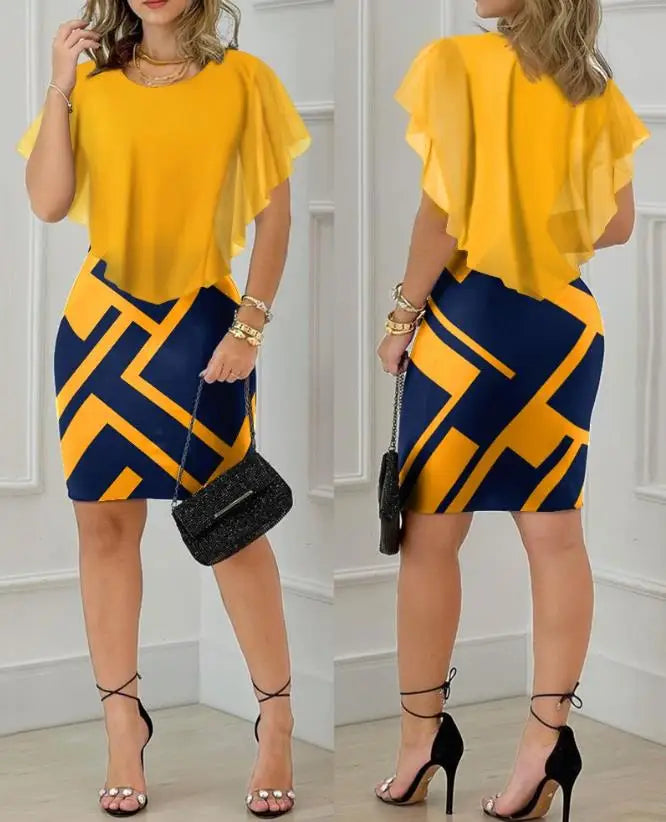 Vestidos de festa elegantes para mulheres Sexy manga capa contraste lantejoulas fenda vestido bodycon nova moda 2023 casual feminino
