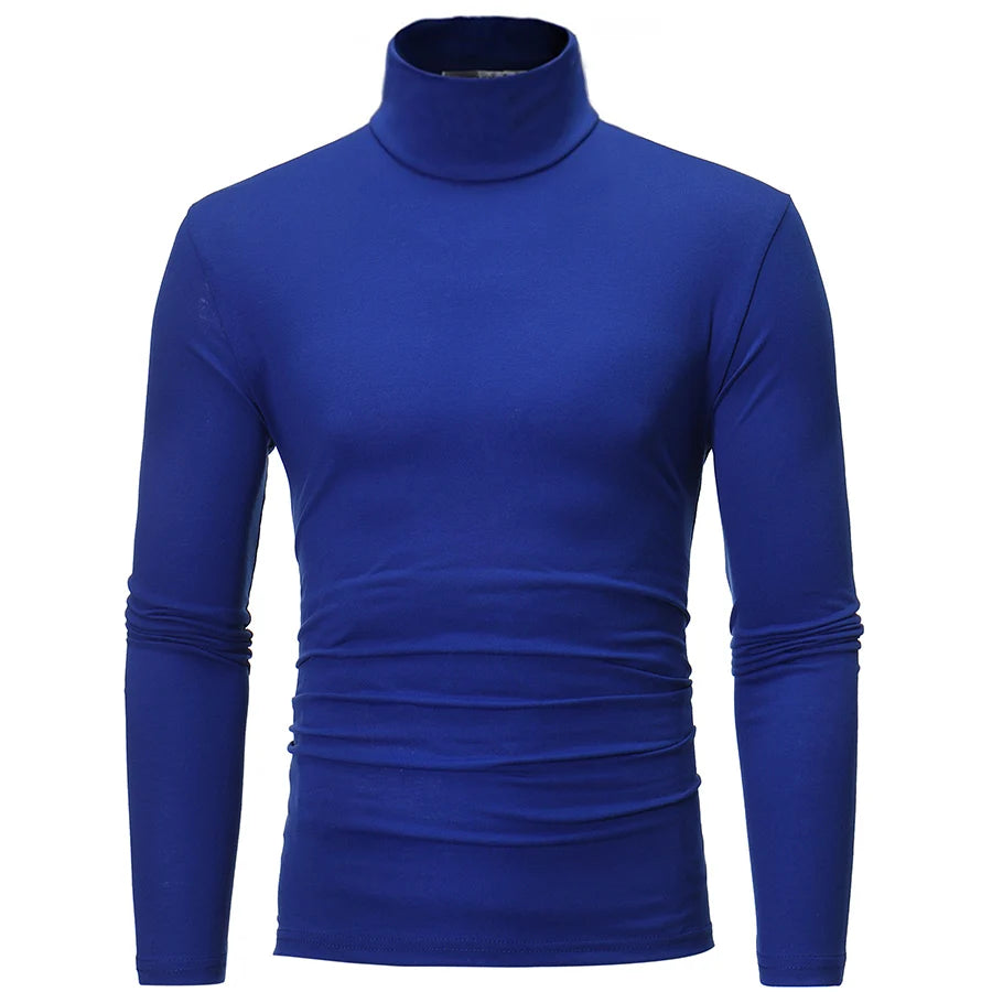 1 peça masculina fina e quente tops masculinos outono manga comprida térmica masculino gola alta moda camiseta