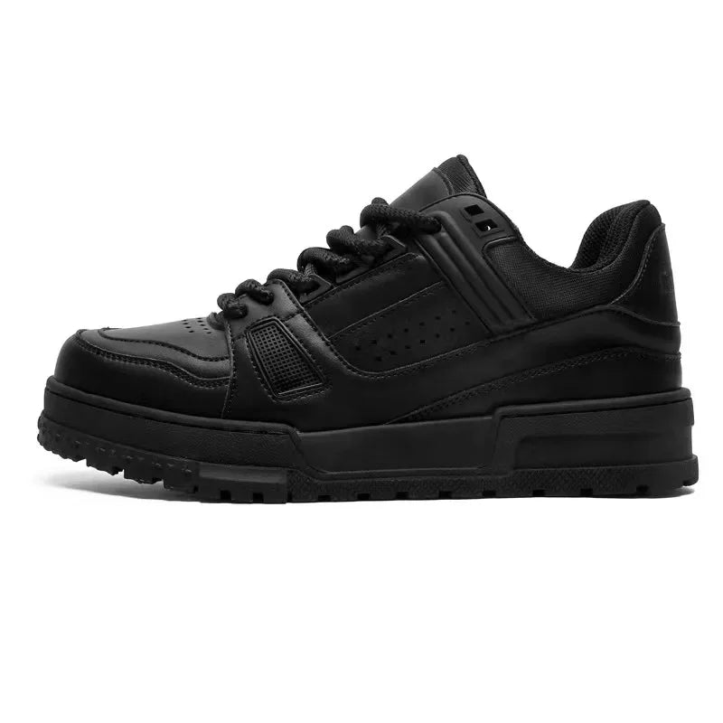 Sapatos Masculinos Black Knight Primavera Na Moda Versátil Esporte Casual Preto Puro Baixo Top Plataforma Aumentar Pão Sapatos da Moda