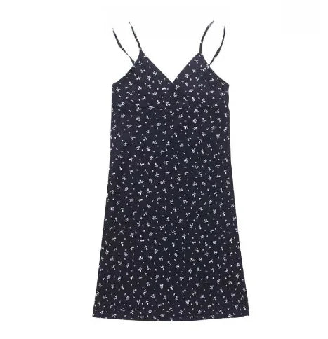 Vestido de tanque com decote em V com impressão vintage para mulheres verão 2025 novo padrão florido saia de tanque roupas femininas comércio exterior