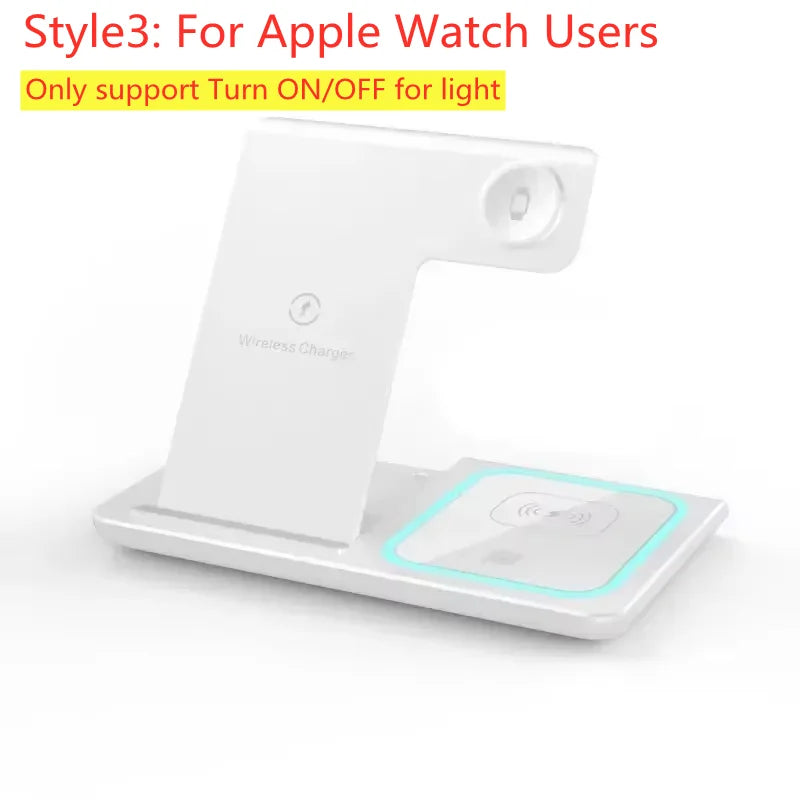 Carregador Sem Fio 3 Em 1 Dobrável 300W com Suporte de Mesa para Carregamento Rápido para iPhone 16 15 14 13, Samsung, Apple Watch e Airpods