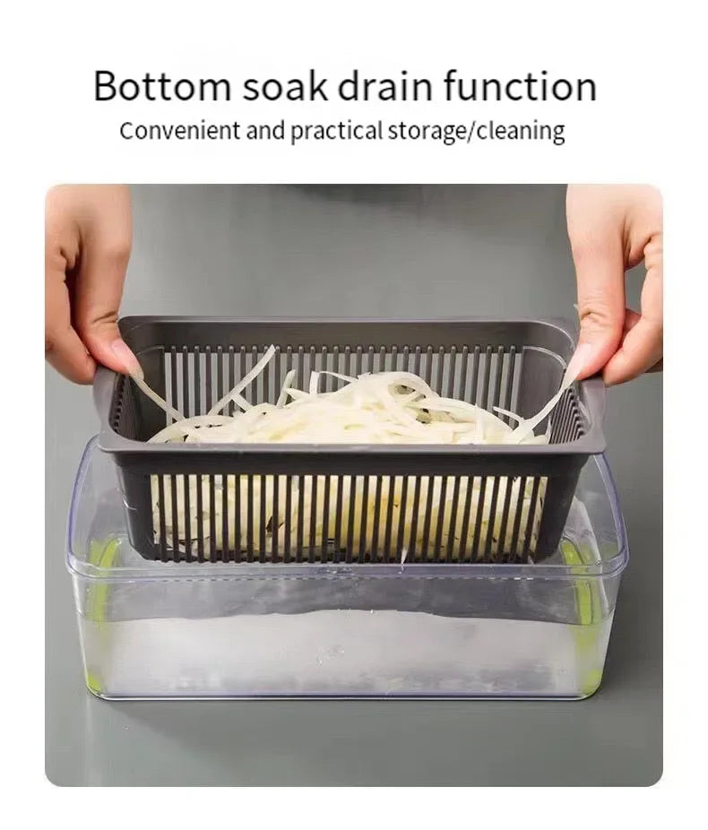 Cortador de Legumes Ferramenta de Cozinha Multifuncional, Picador de Alimentos 5 em 1 para Tomate, Cenoura, Queijo e Cebola, Ralador Cortador Manual
