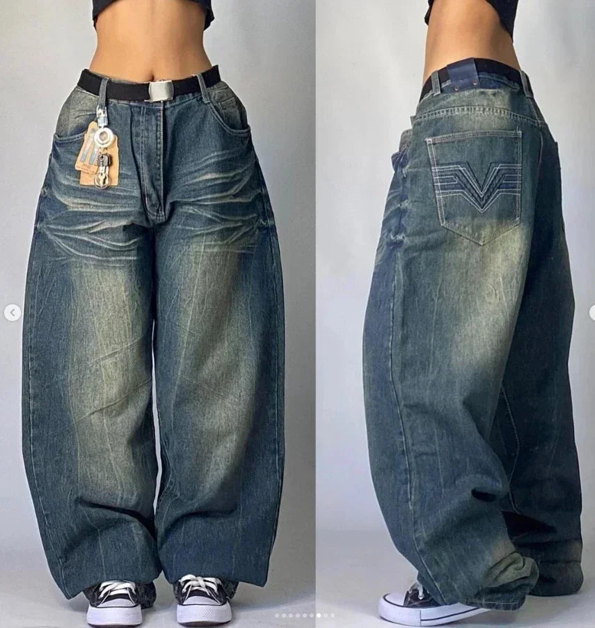 Moda americana 2025 Southpole New Y2k Branco Homens Estampado Jeans Gótico Retro Calças Soltas Calças Largas Casuais de Rua Calça Jeans Casal