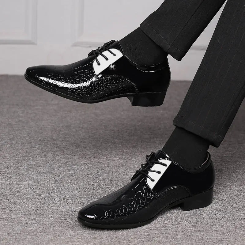Sapatos de couro de negócios masculinos de luxo sapatos formais pretos plus size 38-49 sapato de casamento masculino com cadarço de tendência para homens primavera novo