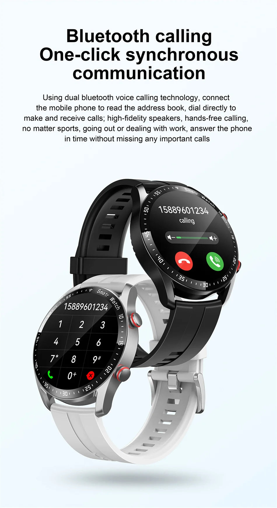 Para Smart Watch da Série Watch GT para Homens e Mulheres, Tela HD, Chamada via Bluetooth, Rastreador GPS, Monitor de Frequência Cardíaca, IP68 à Prova d'Água, SmartWatch Novo 2024