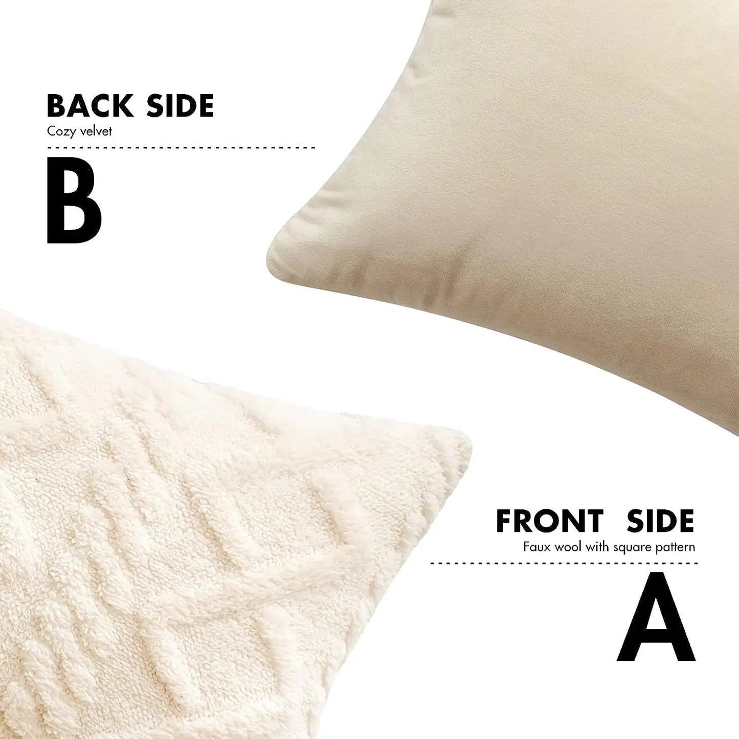 1 capa de almofada de lã artificial decorativa simples, capa de almofada de lã de pelúcia curta e macia, sofá decorativo moderno, fami