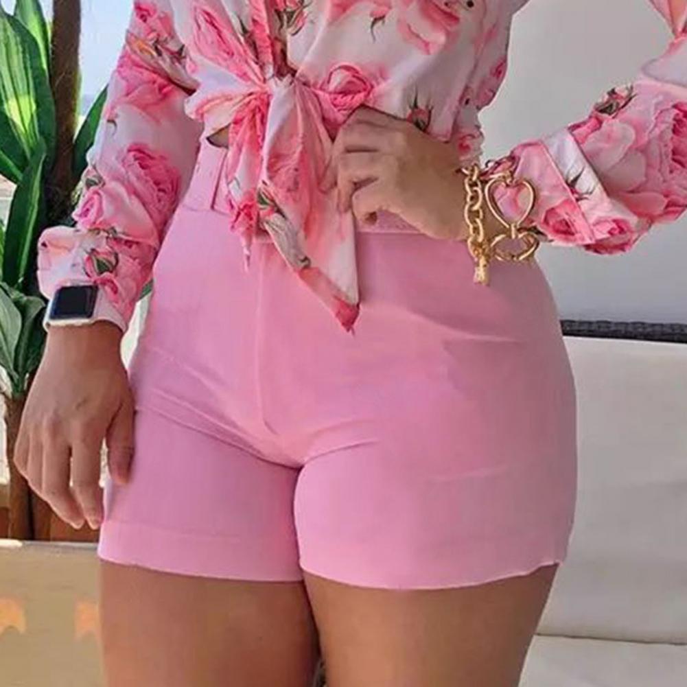 Shorts Femininos Bottoms Hot Pants Verão Chic Cor Sólida Zíper Traseiro Hot Pants Cintura Alta Cor Sólida Zíper Traseiro Slim Shorts