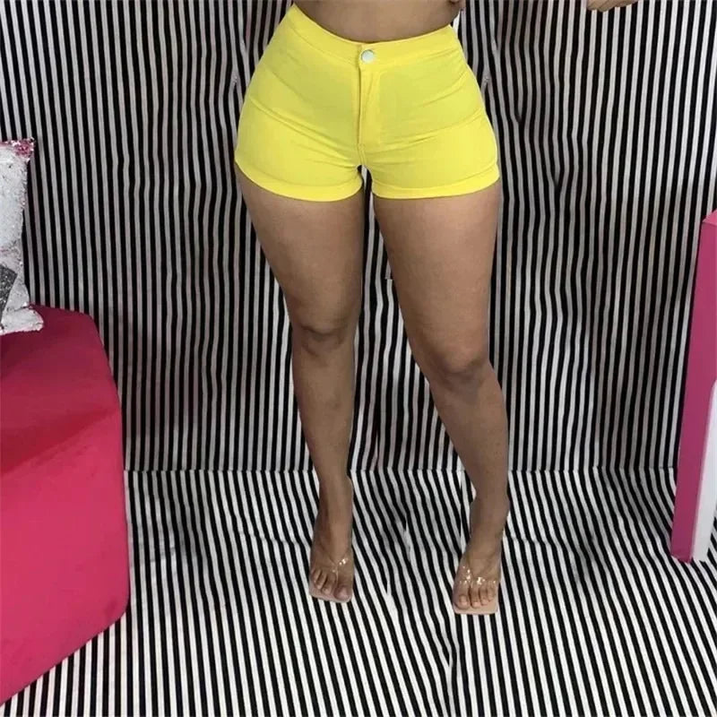Mulheres Sexy Skinny High Stretch Shorts Finos 2023 Shorts Femininos de Verão Moda Slim Fit Hip Short Jeans S-3XL Casual Bottoms Pop