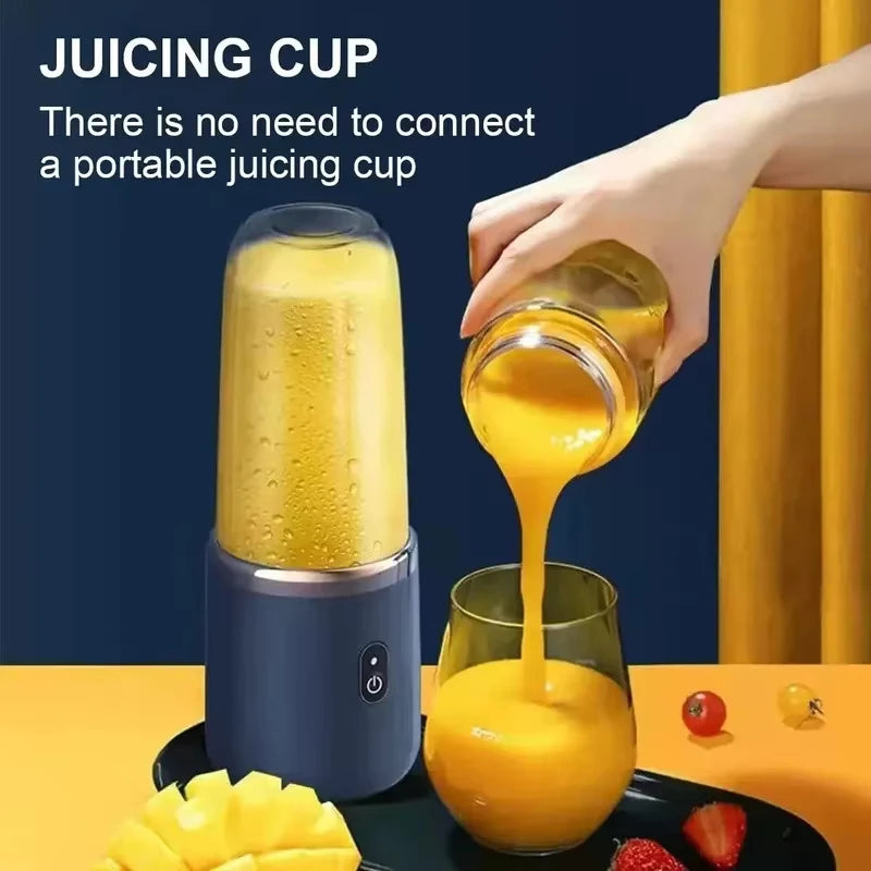 Liquidificador Portátil de Suco Usb Recarregável, Máquina de Copo de Suco com 6 Lâminas, Liquidificador Automático de Smoothie de Frutas