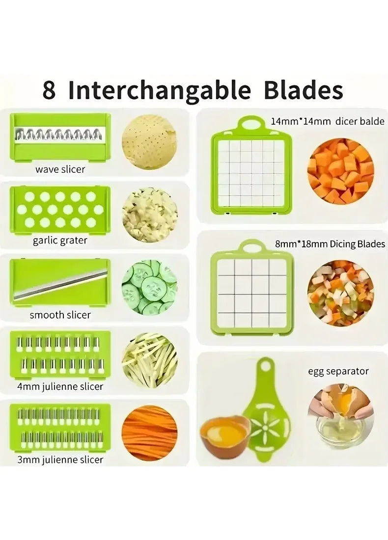 Cortador de Legumes Ferramenta de Cozinha Multifuncional, Picador de Alimentos 5 em 1 para Tomate, Cenoura, Queijo e Cebola, Ralador Cortador Manual