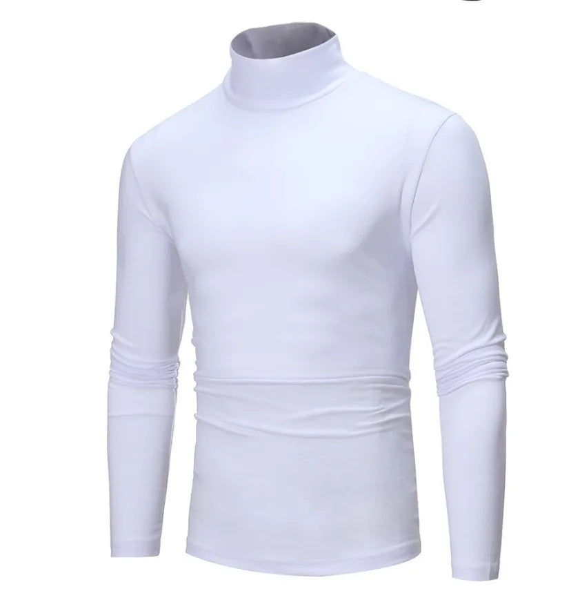 1 peça masculina fina e quente tops masculinos outono manga comprida térmica masculino gola alta moda camiseta