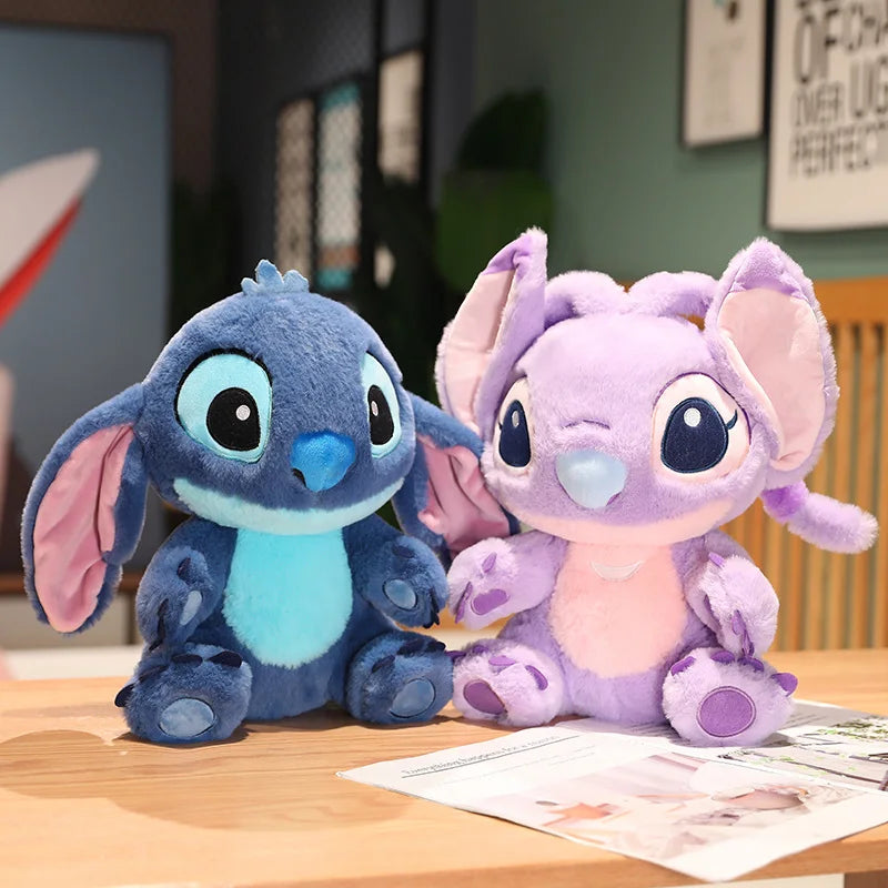 Miniso Kawaii Disney Lilo & Stitch Brinquedo de Pelúcia Kawaii Soft Blue Purple Elf Disney Lilo & Stitch Boneco de Pelúcia Anime Filme Presente de Natal
