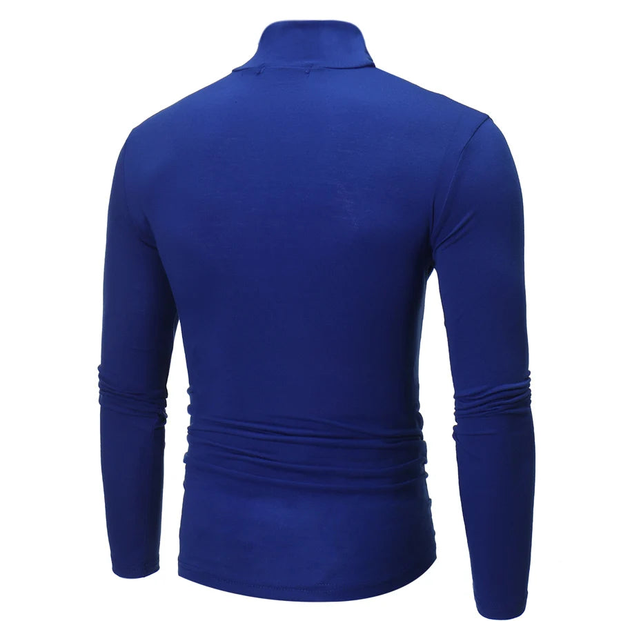 1 peça masculina fina e quente tops masculinos outono manga comprida térmica masculino gola alta moda camiseta