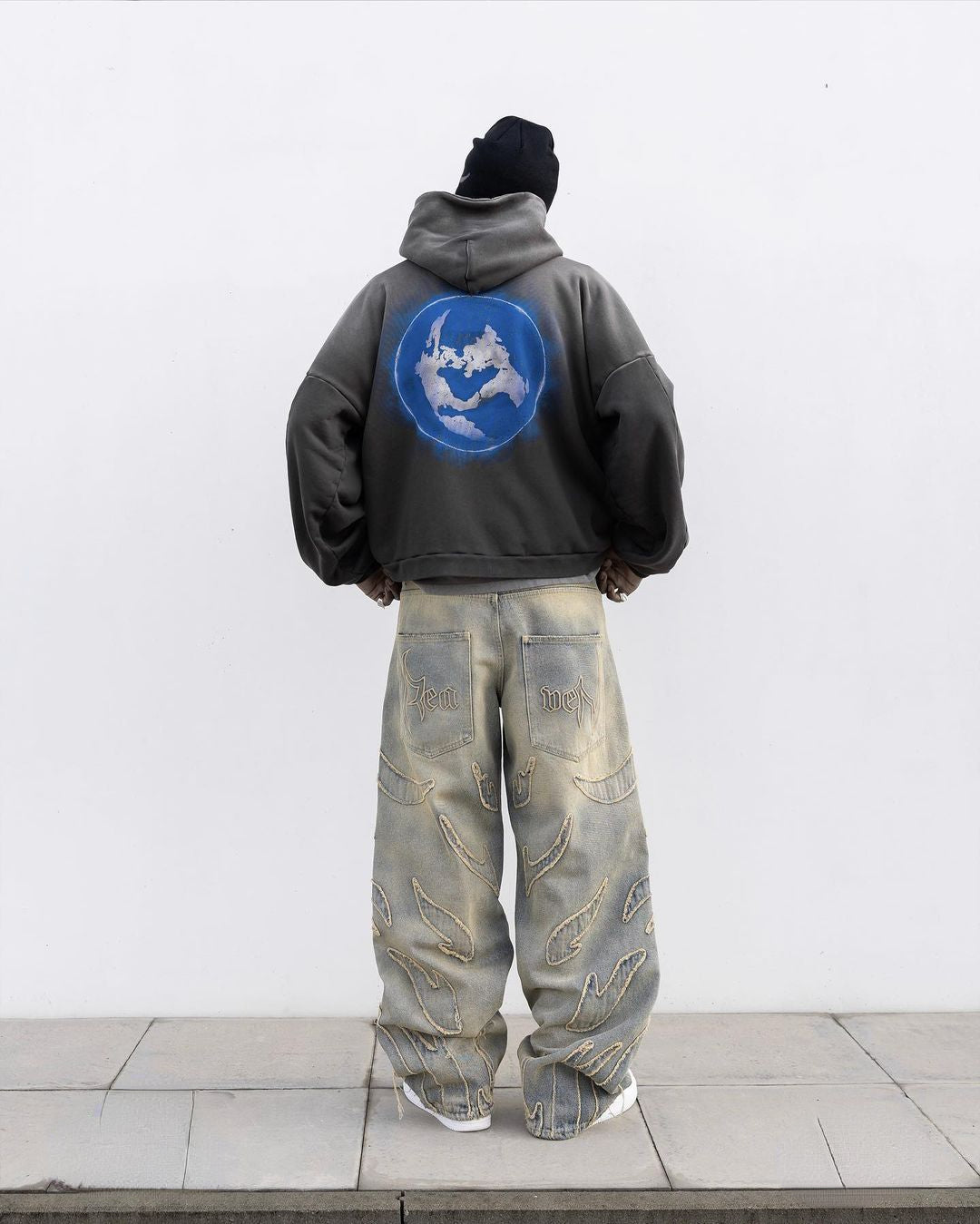 2024 Y2k Streetwear Retro Raw Edge Bordado Jeans Largos Homens Mulheres Moda Hip Hop Personalidade Patchwork Cintura Alta Calças Jeans