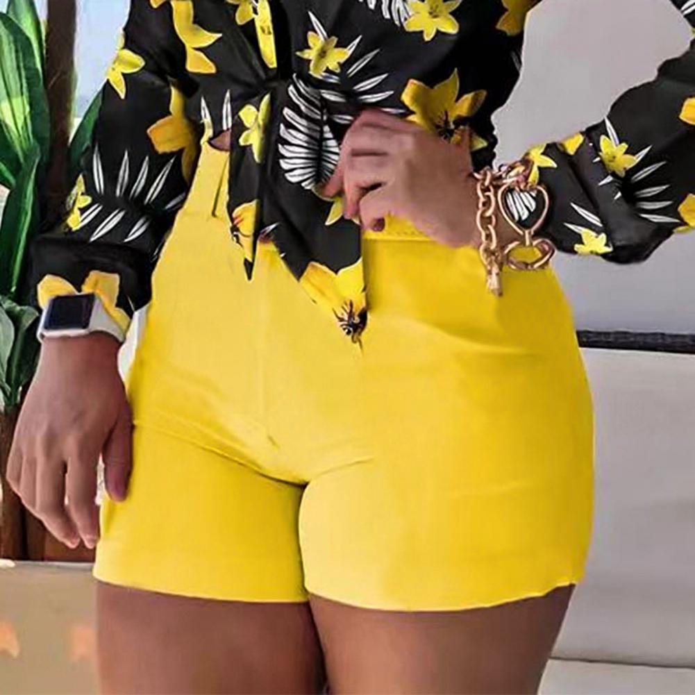 Shorts Femininos Bottoms Hot Pants Verão Chic Cor Sólida Zíper Traseiro Hot Pants Cintura Alta Cor Sólida Zíper Traseiro Slim Shorts