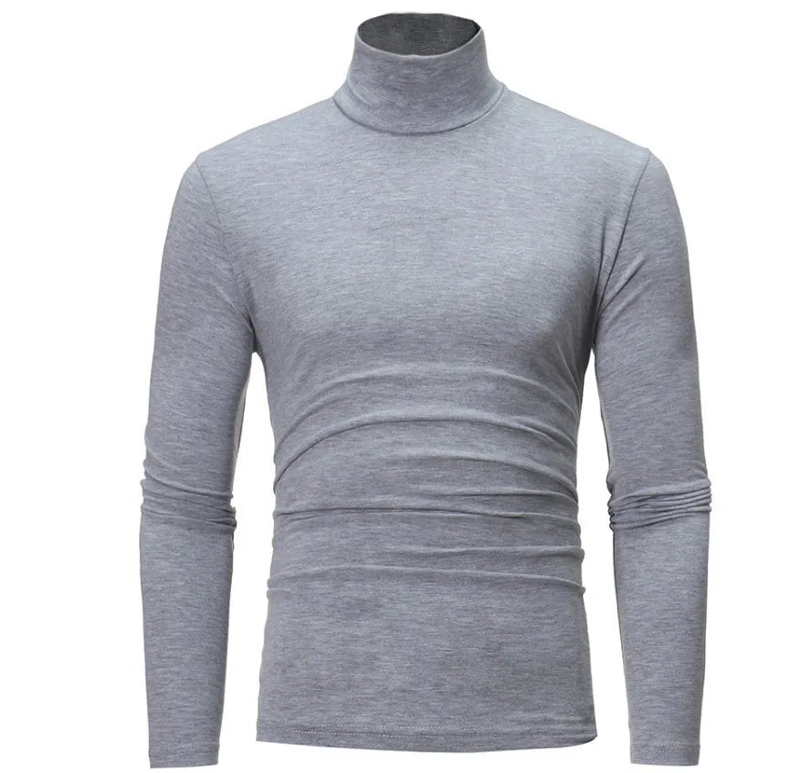 1 peça masculina fina e quente tops masculinos outono manga comprida térmica masculino gola alta moda camiseta