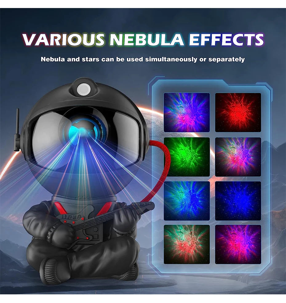 Projetor de Luz de Astronauta Galaxy Star - Projetores de Céu Estrelado, Lâmpada de Decoração para Quarto, Nebulosa, Luz Noturna de LED, Presente para Crianças e Adultos