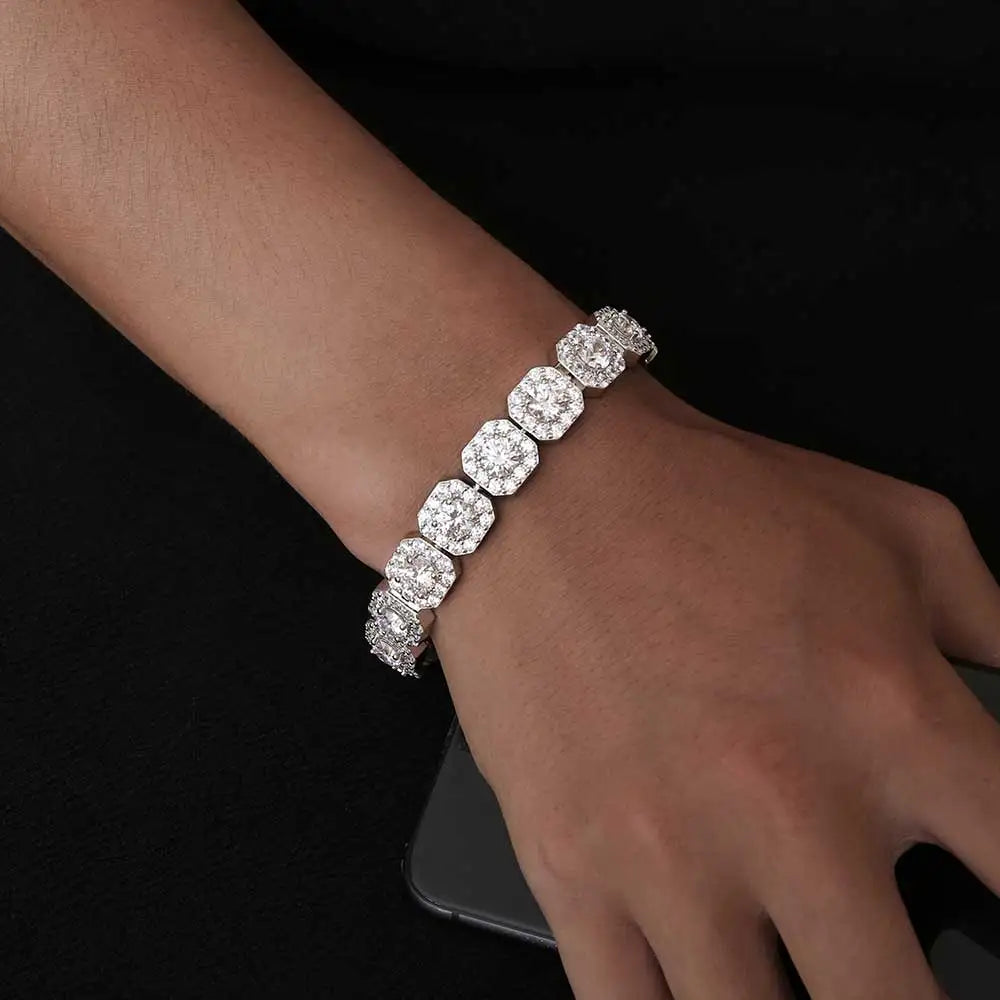 10 / 12MM Clustered Tennis Chain para Homens Colar Hip Hop Iced Out Zircônia Latão Rapper Rock Gargantilha Jóias