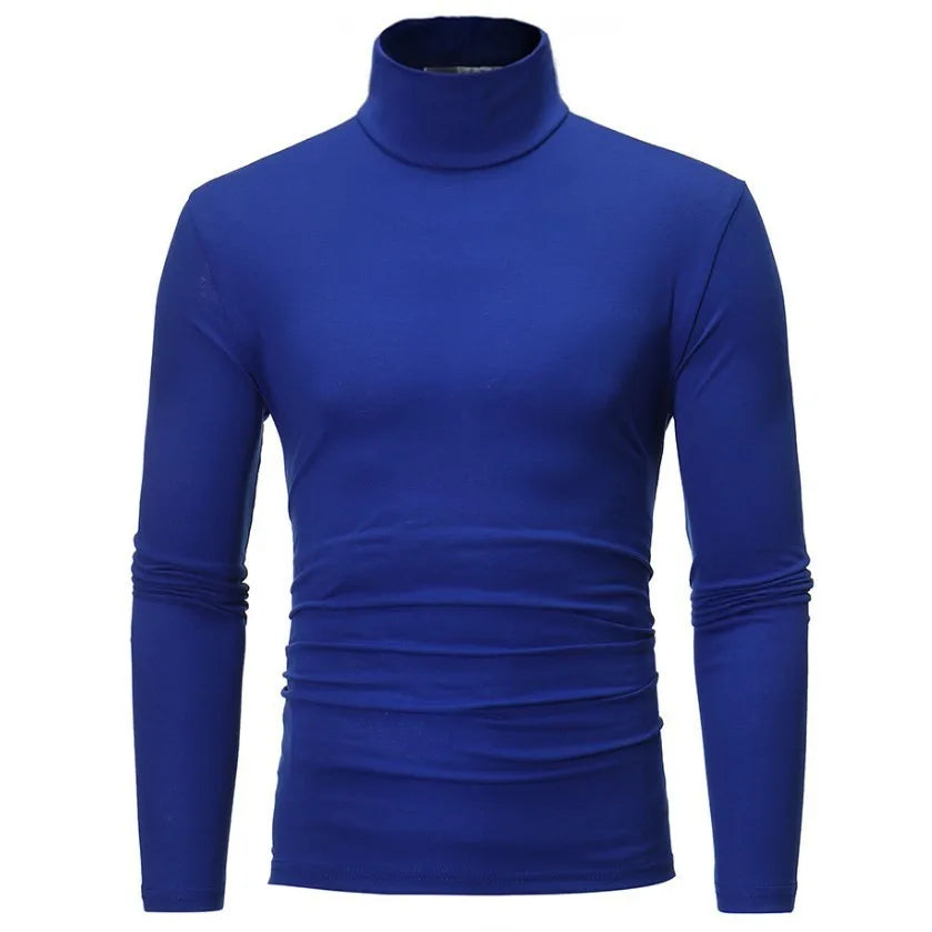 1 peça masculina fina e quente tops masculinos outono manga comprida térmica masculino gola alta moda camiseta