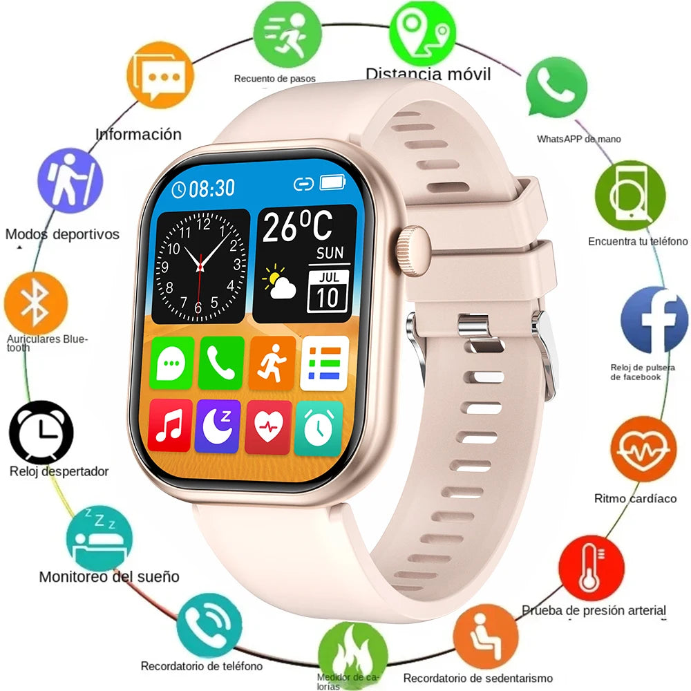 Relógio Inteligente 2025 para Mulheres, Tela Sensível ao Toque Completa, Chamada Bluetooth, À Prova d'Água, Relógio Fitness Esportivo, Smartwatch Lady Reloj Mujer