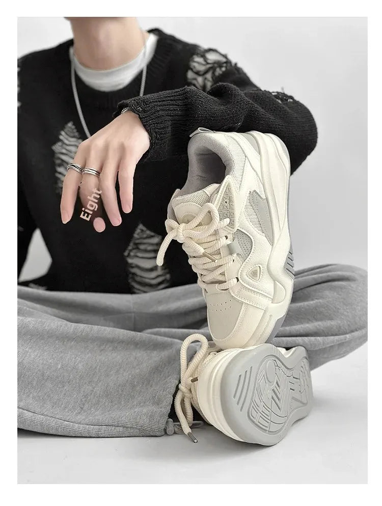 Sapatos masculinos casuais da moda NicheDesign Pão Plus Size Estudante Sistema de Fundo Grosso Sapatos Respirável Verão EVA Tênis