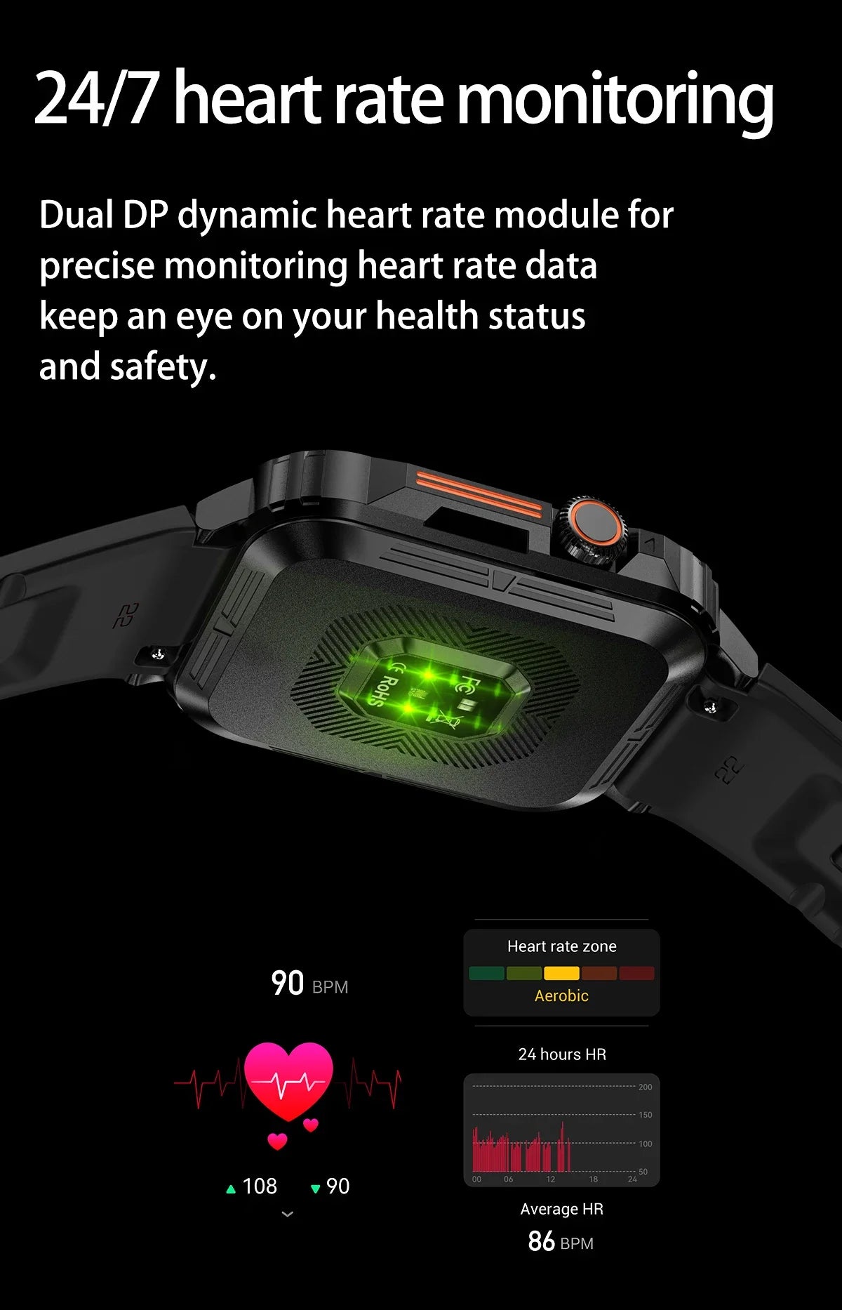 Xiaomi novo Smart Watch masculino feminino AMOLED Tela Touch Full GPS Monitor de Saúde IP68 à prova d'água Chamada Bluetooth Smart Watches