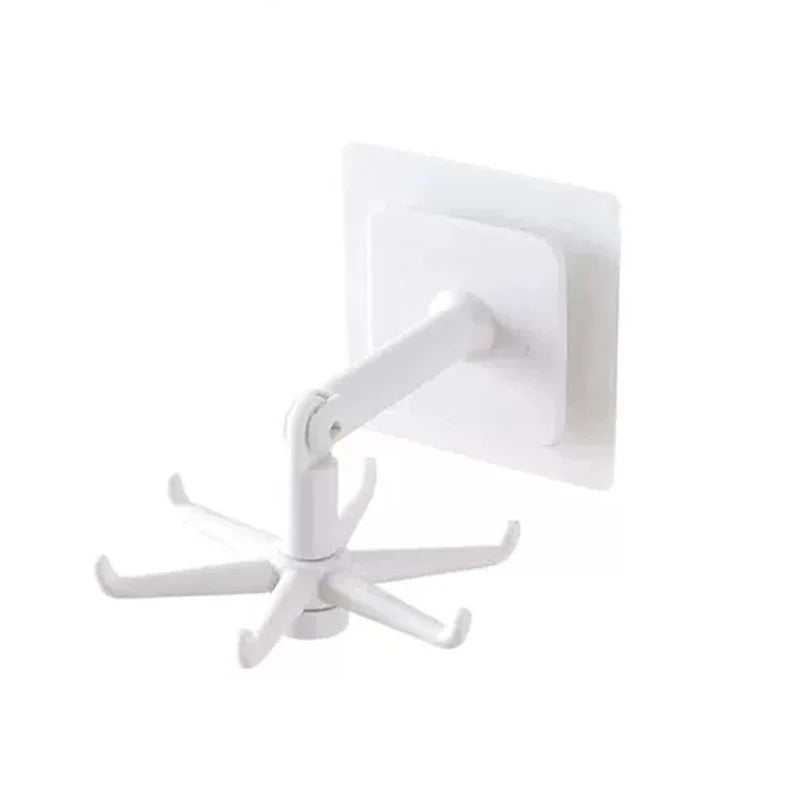 1 peça 360 graus rotativo pp punch free seis garras gancho cozinha espátula colher armazenamento cabide montado na parede