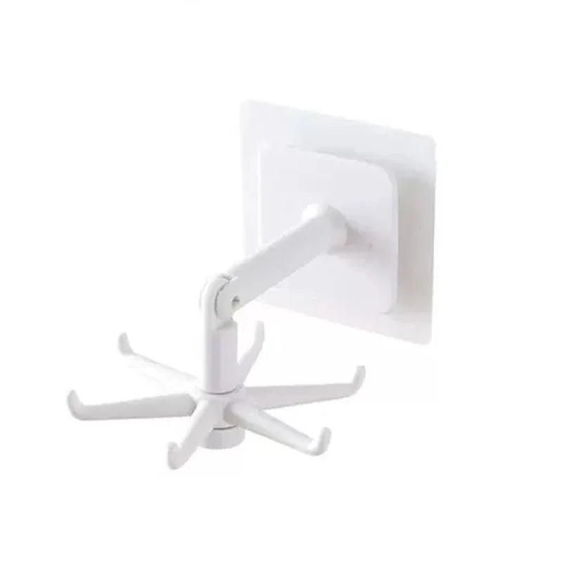 1 peça 360 graus rotativo pp punch free seis garras gancho cozinha espátula colher armazenamento cabide montado na parede