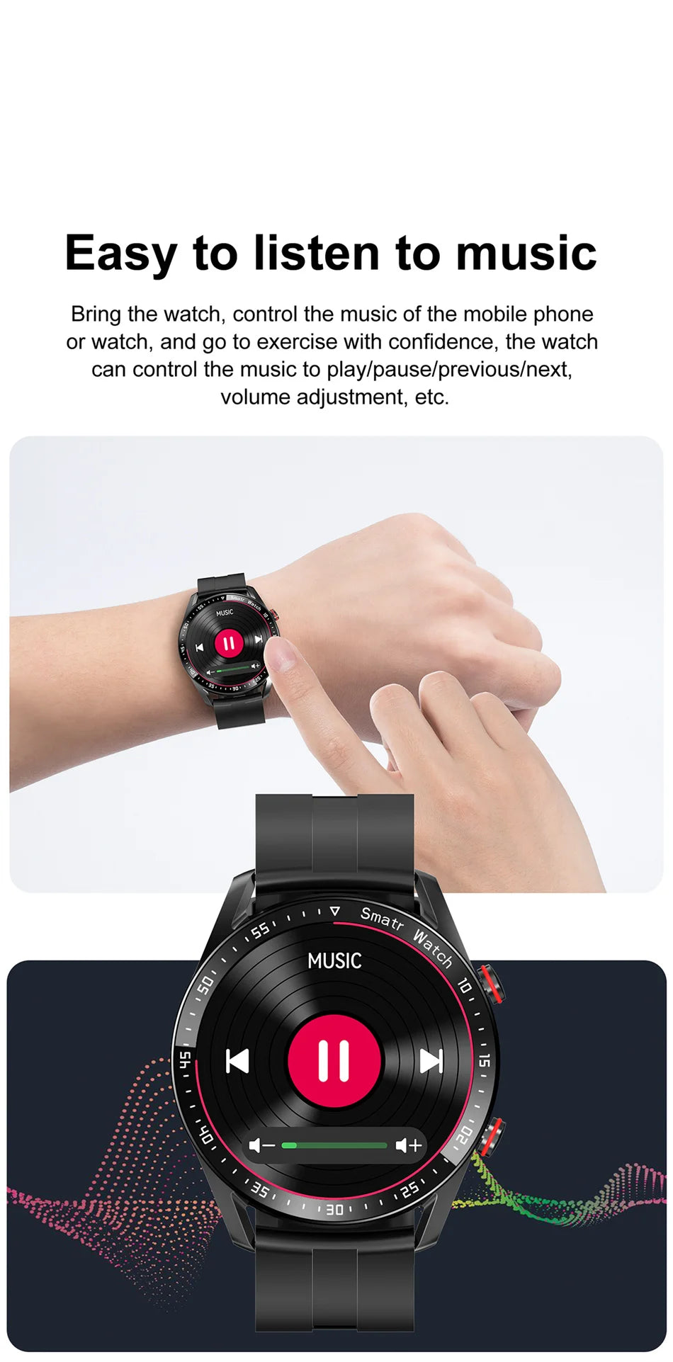 Para Smart Watch da Série Watch GT para Homens e Mulheres, Tela HD, Chamada via Bluetooth, Rastreador GPS, Monitor de Frequência Cardíaca, IP68 à Prova d'Água, SmartWatch Novo 2024