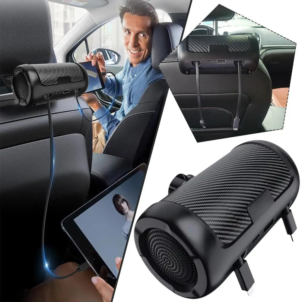 Carregador de Encosto de Cabeça Retrátil Multifuncional para Traseira do Carro 4 em 1 Adaptador Rápido 65W para Notebook/Telefone/iPad Q7C9