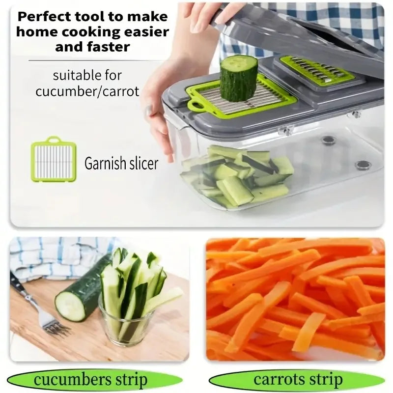 16/25 em 1 Cortador Multifuncional de Legumes com Cabo Ralador de Alimentos Cortador de Legumes Fatiador Picador Itens de Cozinha Ferramenta de cocina