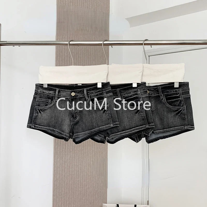 Verão Mulheres Y2k Streetwear Gyaru Harajuku Moda Grunge Vintage Coquette Cintura Baixa Cintura 2000 Shorts Jeans Calças Quentes Japonesas