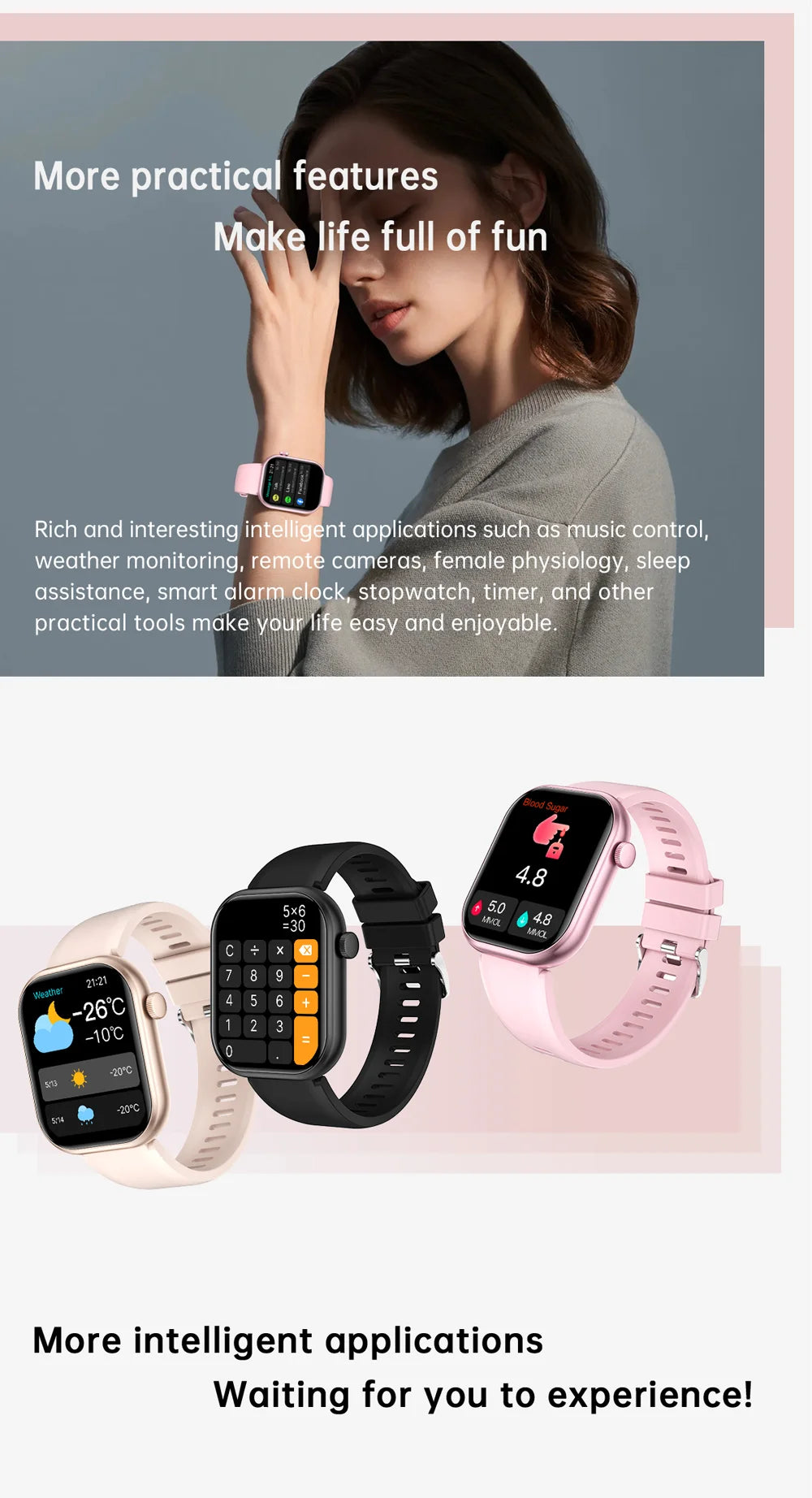 Relógio Inteligente 2025 para Mulheres, Tela Sensível ao Toque Completa, Chamada Bluetooth, À Prova d'Água, Relógio Fitness Esportivo, Smartwatch Lady Reloj Mujer