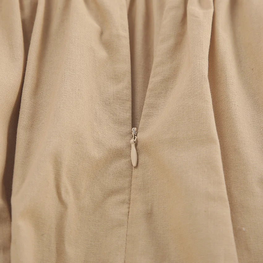 Vestido de cintura alta com suspensório respirável de algodão e linho Verão europeu e americano Novo estilo de férias saia longa para mulheres
