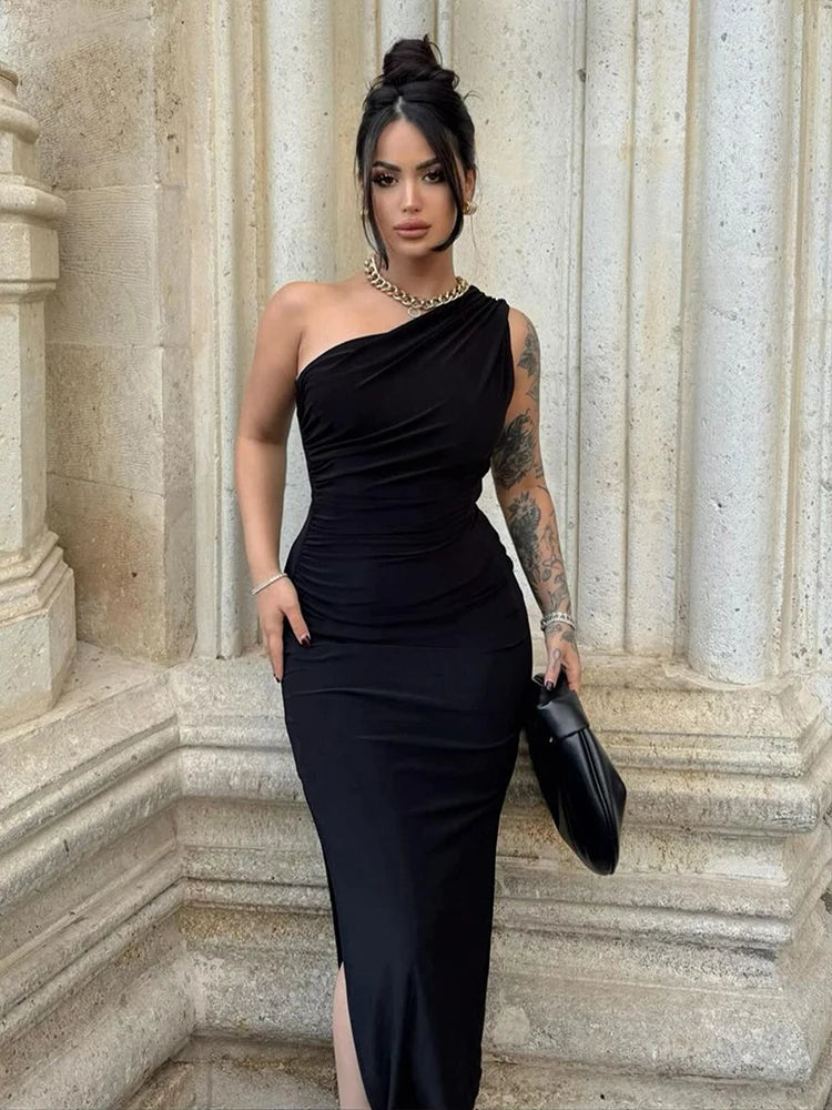 Verão Maxi Vestido Mulheres Sexy Split Moda Sem Mangas Sem Encosto Slim Vestido Feminino Casual Streetwear Club Elegantes Vestidos de Festa