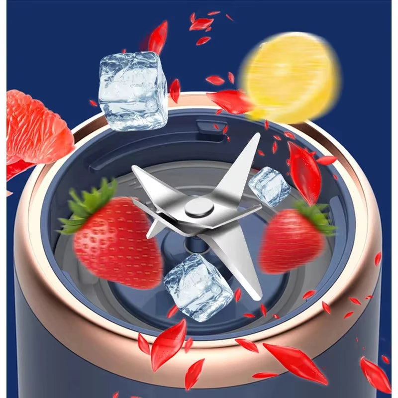 Liquidificador Portátil de Suco Usb Recarregável, Máquina de Copo de Suco com 6 Lâminas, Liquidificador Automático de Smoothie de Frutas