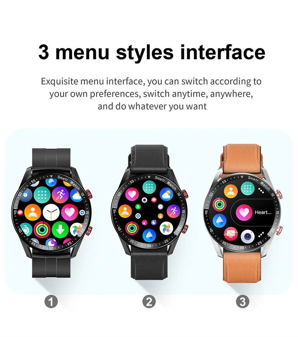 Para Smart Watch da Série Watch GT para Homens e Mulheres, Tela HD, Chamada via Bluetooth, Rastreador GPS, Monitor de Frequência Cardíaca, IP68 à Prova d'Água, SmartWatch Novo 2024