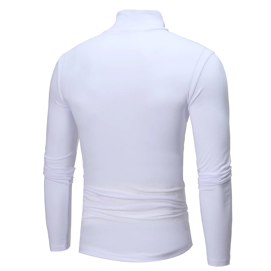 1 peça masculina fina e quente tops masculinos outono manga comprida térmica masculino gola alta moda camiseta