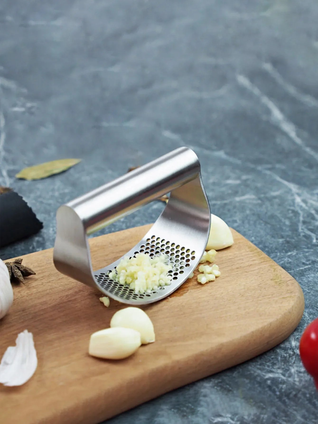 Picador de Alho Manual de Aço Inoxidável, Triturador de Alho para Frutas & Legumes, Ferramenta de Processador de Alimentos de Cozinha