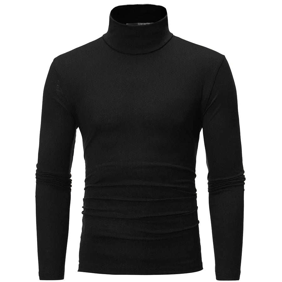 1 peça masculina fina e quente tops masculinos outono manga comprida térmica masculino gola alta moda camiseta