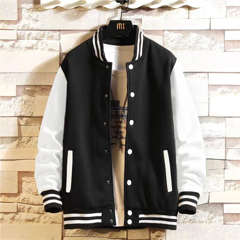 Preto Cinza Branco Cor Sólida Jaqueta Solta Oversize S-5XL Roupas Masculinas Mulheres Uniforme de Beisebol Casaco de Rua Jaquetas Macias de Lã Quente