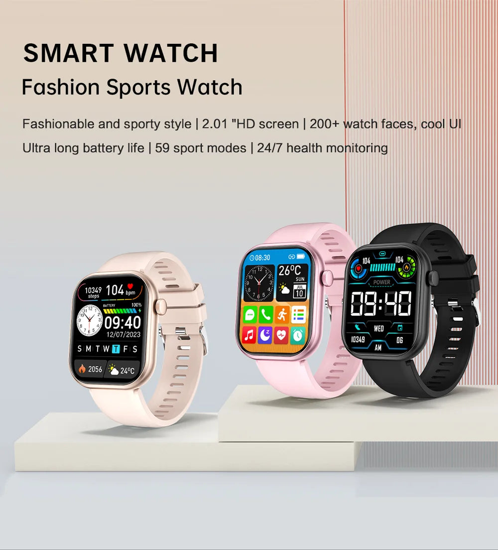 Relógio Inteligente 2025 para Mulheres, Tela Sensível ao Toque Completa, Chamada Bluetooth, À Prova d'Água, Relógio Fitness Esportivo, Smartwatch Lady Reloj Mujer