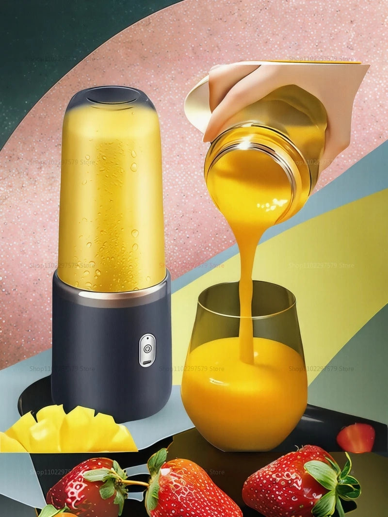 Liquidificador portátil com copo, 6 lâminas, máquina de suco doméstica, misturador de smoothies,Extractor de suco recarregável via USB, ferramenta de cozinha